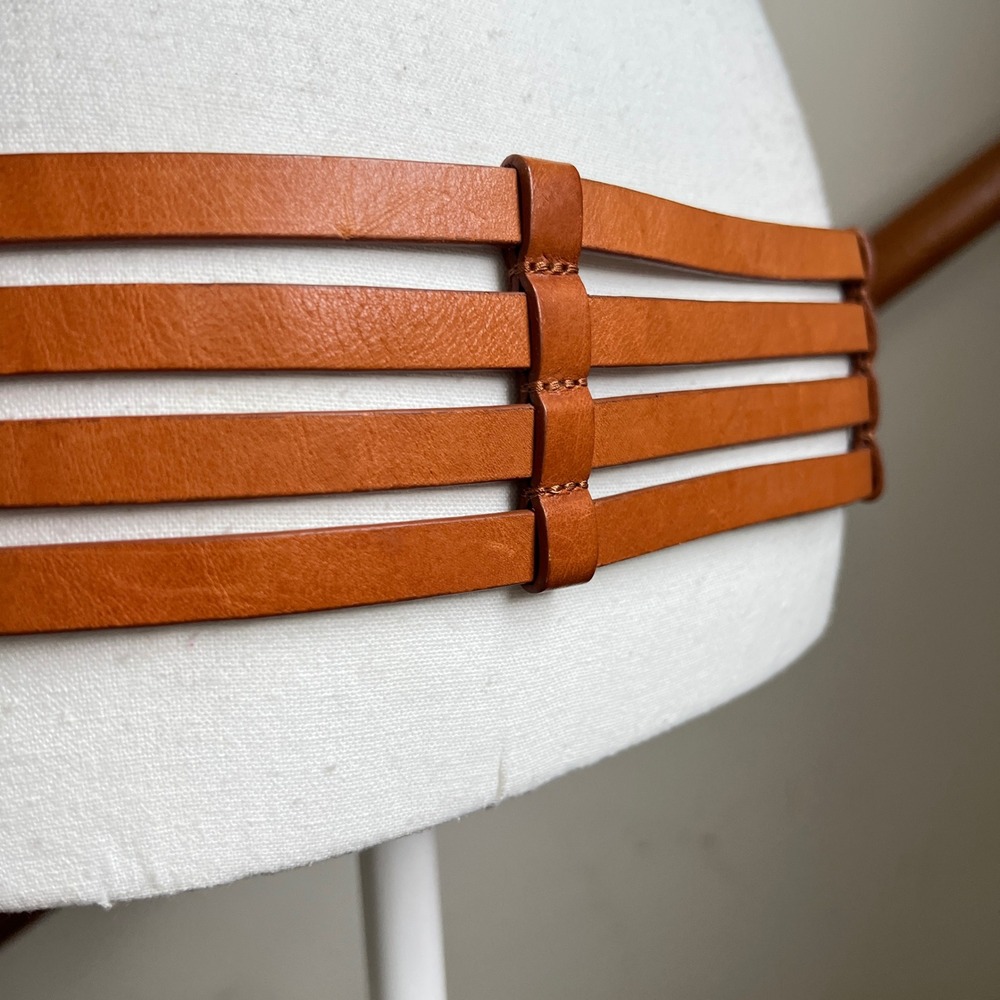 Vintage Banana Republic Cage Belt Large Brown Leather O-Ring Boho Y2K Wide Thick - Picture 6 of 9
